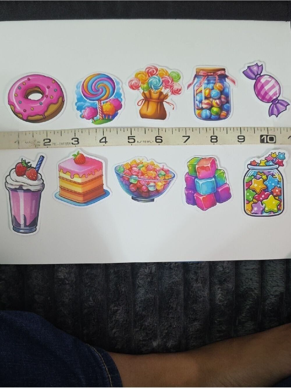 Candy-Themed Sticker Sheet - Bright Multicolor Sweets - Lot Of Ten